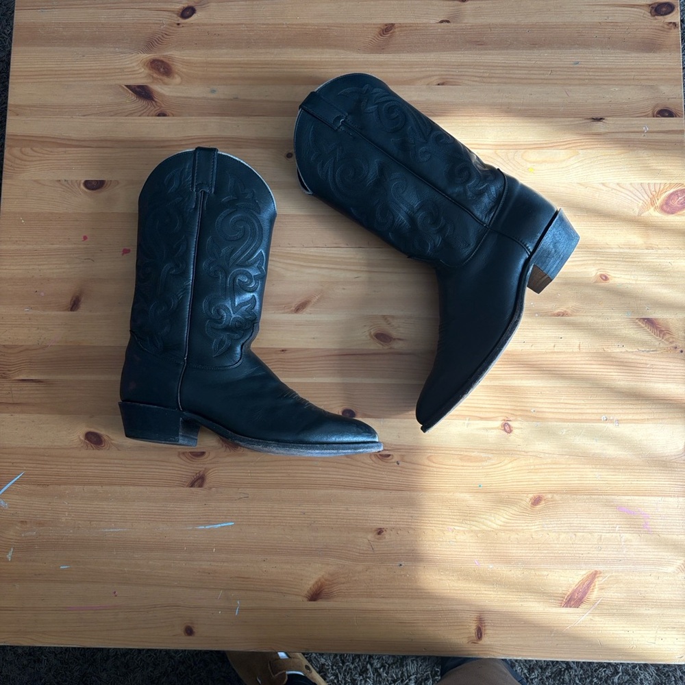 Justin Boots Black Western Leather Boots